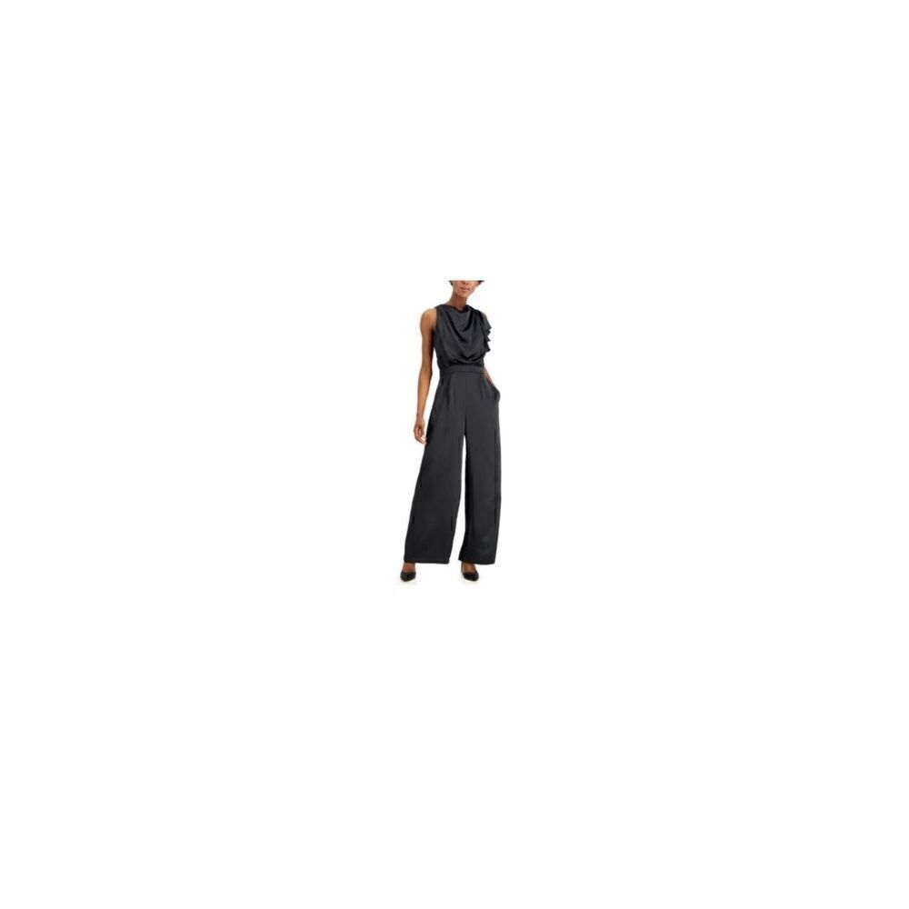 Inc Women’s Black RuffledSleeveless Cowl Neck Wide Leg Party Jumpsuit Size 16